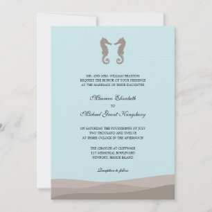 Convites para Casamento Oceano Duplo Cavalo-marinh