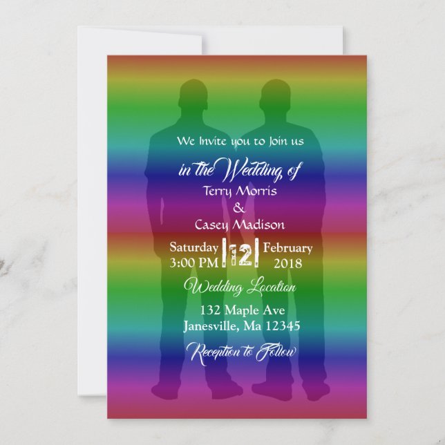 Convites para Casamento orgulho gay Rainbow (Frente)