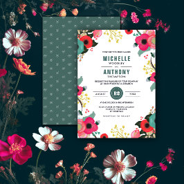 Convites para Casamento Personalizado de Teal Rosa