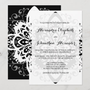 Convites para Casamento Romântico Preto