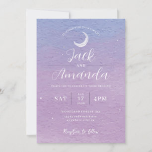Convites para casamento românticos à lua Watercolo