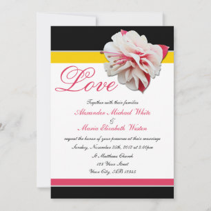 Convites para Casamento Rosa e Amarelo de Flor Fuc