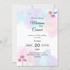 Convites para Casamento Rosa e Azul Sonhos