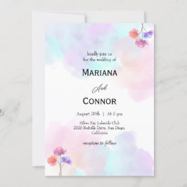 Convites para Casamento Rosa e Azul Suave