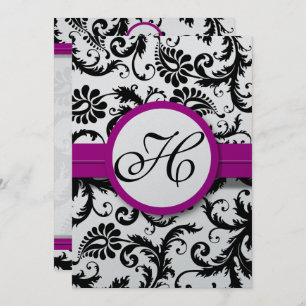 Convites para Casamento Roxo Fuchsia Damask