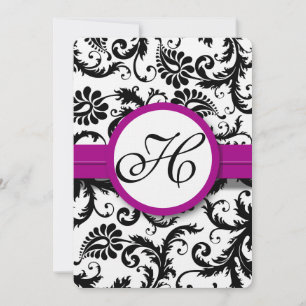 Convites para Casamento Roxo Fuchsia Damask