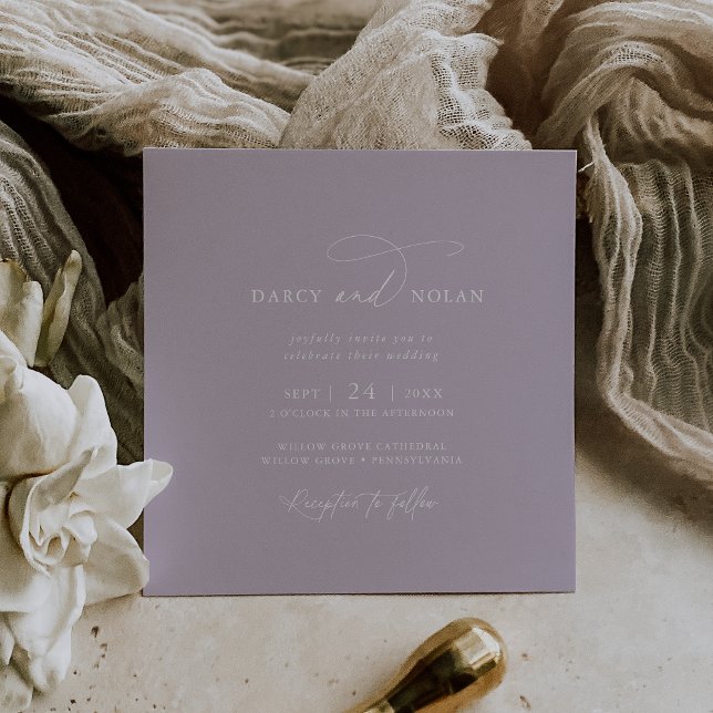 Convites para Casamento Roxo Quadrado de Charm (Elegant Charm Square Purple Wedding Invitations)