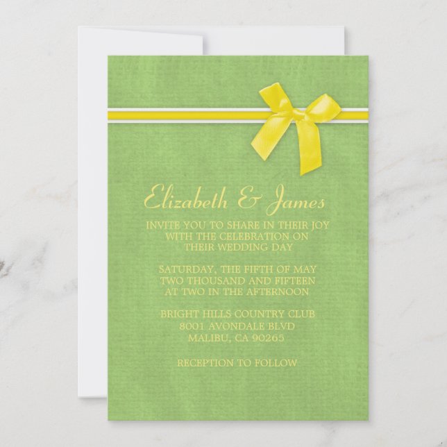Convites para Casamento Russo Amarelo e Verde (Frente)