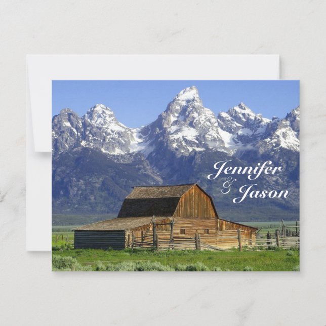 Convites para Casamento Rustic Barn Rocky Mountain (Frente)