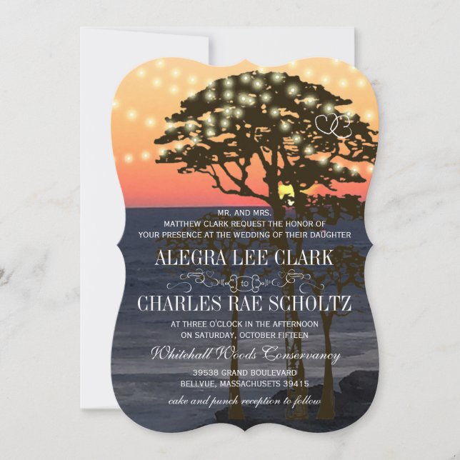 Convites para Casamento Rustic Beach Sunset (Frente)