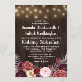 Convites para Casamento Rustic Bohemian Marsala Pe