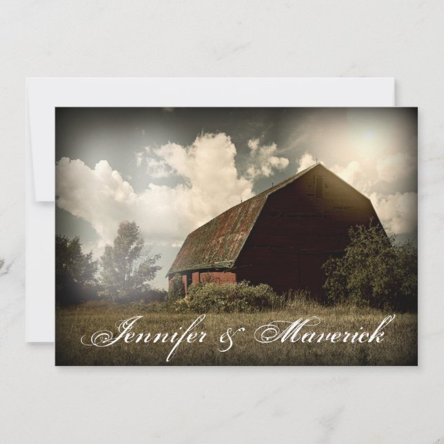 Convites para Casamento Rustic Country Barn (Frente)