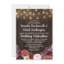 Convites para Casamento Rustic Country Marsala Peo