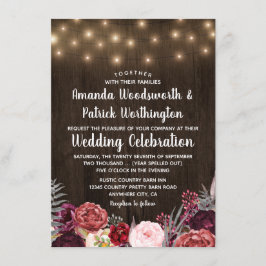 Convites para Casamento Rustic Country Marsala Peo
