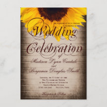 Convites para Casamento Rustic Country Sunflower