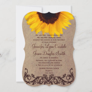 Convites para Casamento Rustic Country Sunflower