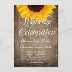 Convites para Casamento Rustic Country Sunflower
