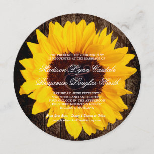 Convites para Casamento Rustic Country Sunflower R