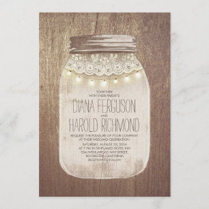 Convites para Casamento Rustic Mason Jar