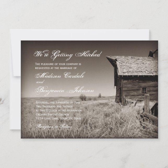 Convites para Casamento Rustic Old Barn Country (Frente)