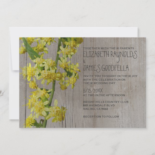 Convites para Casamento Rustic Solidago (Frente)