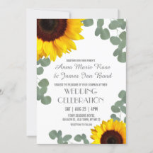 Convites para Casamento Rustic Sunflower