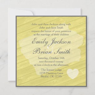 Convites para casamento Rustic wood Iowa yellow