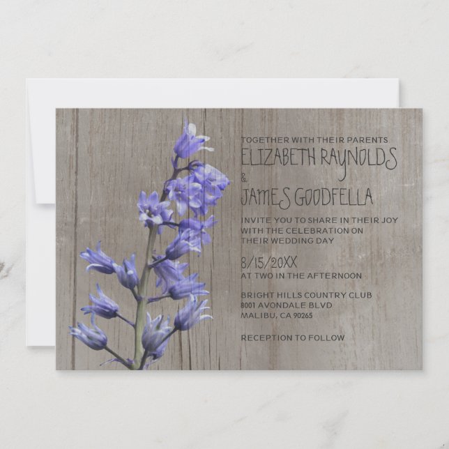 Convites para Casamento Rústico de Hyacinth (Frente)