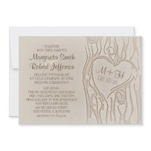 convites para casamento rústico em árvore esculpid