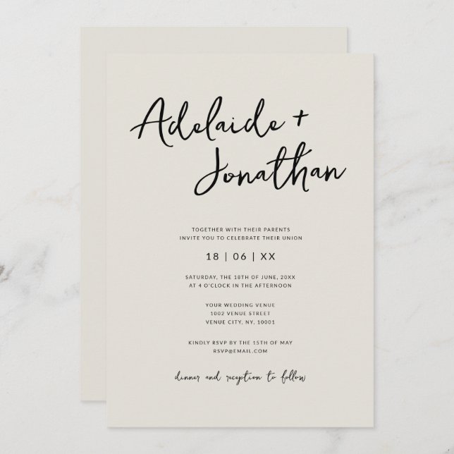 Convites para Casamento Simples e Minimalista Mode (Frente/Verso)