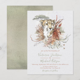 Convites para Casamento Tropical Jungle Cheetah