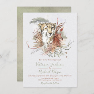Convites para Casamento Tropical Jungle Cheetah