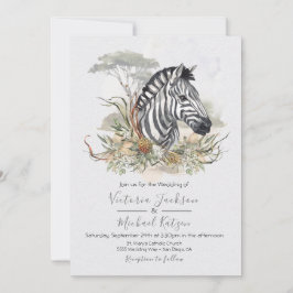 Convites para casamento Tropical Jungle Zebra