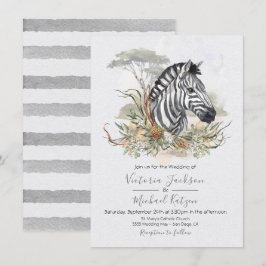 Convites para casamento Tropical Jungle Zebra