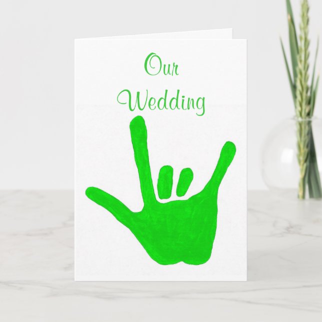 Convites para Casamento Verde, Amor na Língua de S (Frente)