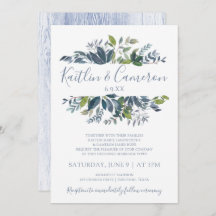 Convites para Casamento Verde - Azul empoeirado e 