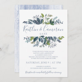 Convites para Casamento Verde - Azul empoeirado e