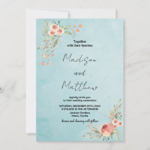 Convites para Casamento Verde de Flor Castanho