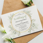 Convites para Casamento Verde de Orçamento<br><div class="desc">Convide seus convidados para comemorar seu dia de casamento, com estes elegantes convites de casamento botânico. Apresentando um fundo branco clássico, uma coroa de ouro enfeitada com uma sutil cor d'água verde folhagem e um modelo de casamento na moda que é fácil de personalizar. * Observe que este design é...</div>