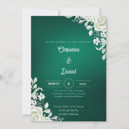 Convites para Casamento Verde de Rosas Brancas