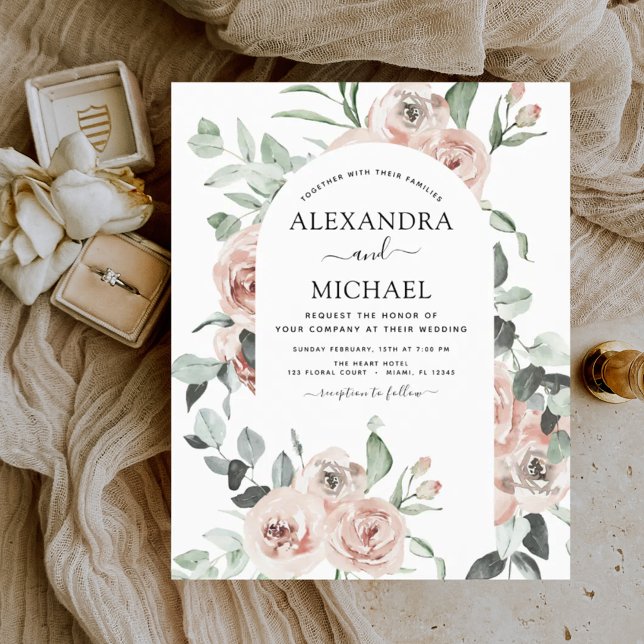 Convites para Casamento Verde Rosa-Cinza com Durez (Criador carregado)