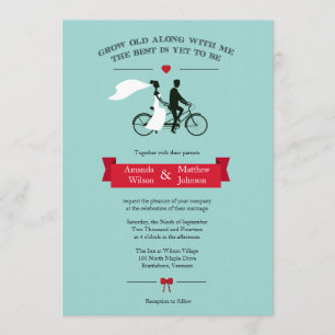 Convites para Casamento Vermelho e Bicicleta Tande