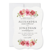 Convites para Casamento Vermelho e Rosa Modernos