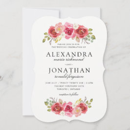 Convites para Casamento Vermelho e Rosa Modernos