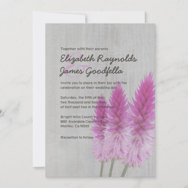 Convites para Casamento Vintage Celosia (Frente)