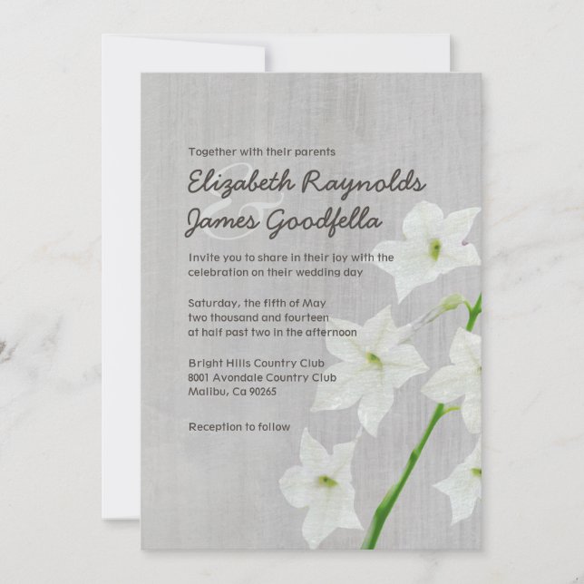 Convites para Casamento Vintage Jasmine (Frente)