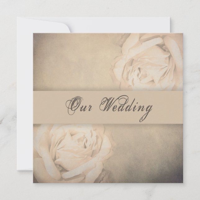 Convites para Casamento - Vintage - Rosa (Frente)