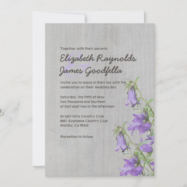Convites para Casamento Vintage Trachelium (Frente)