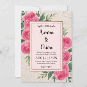 convites para casamentos florais de cor rosa-quent
