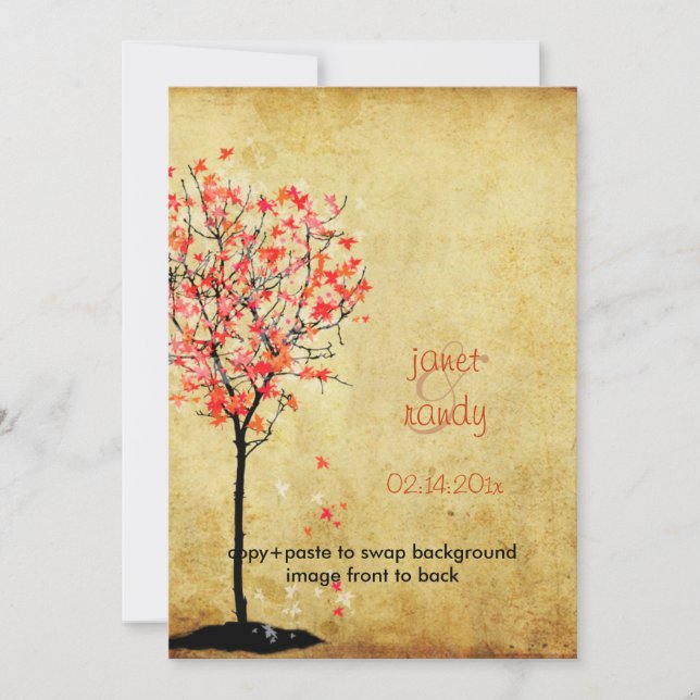 convites para Casamentos outono/folhas de mapeamen (Frente)